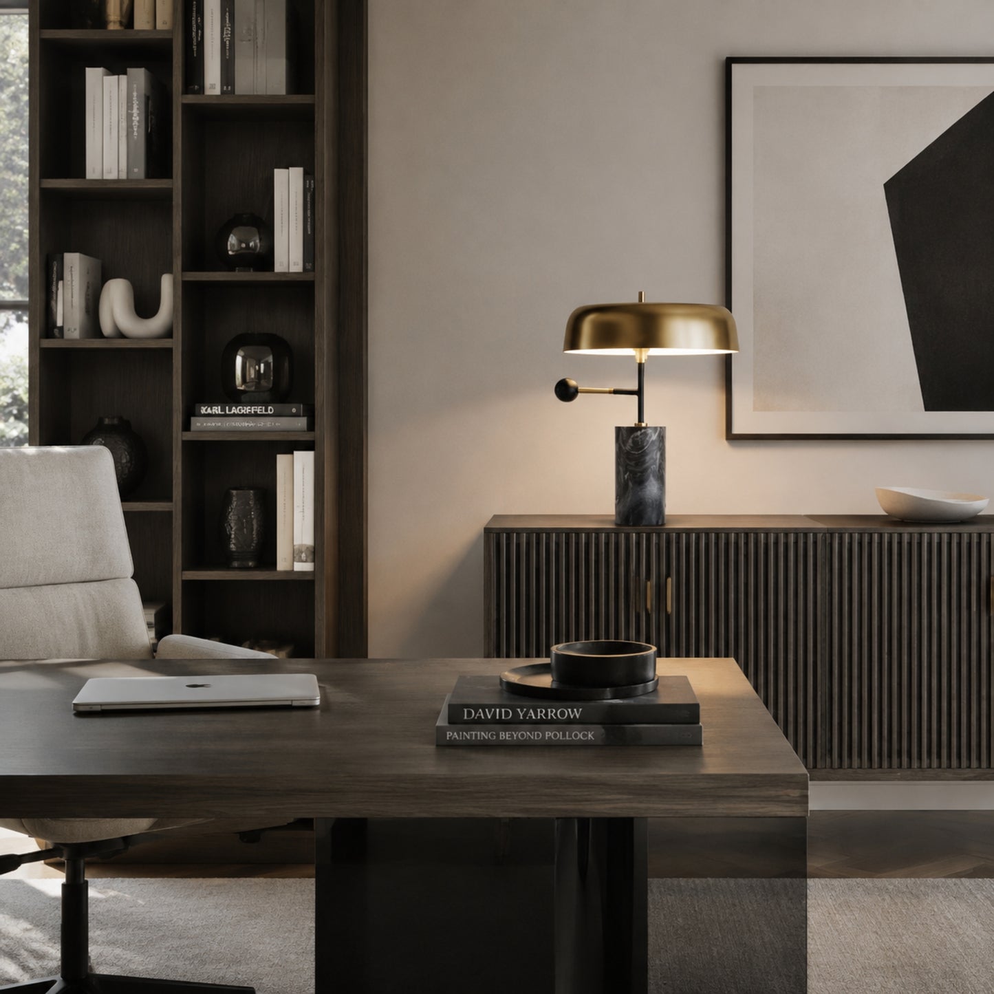 lampe a bureau sur console marbre haut de gamme doree