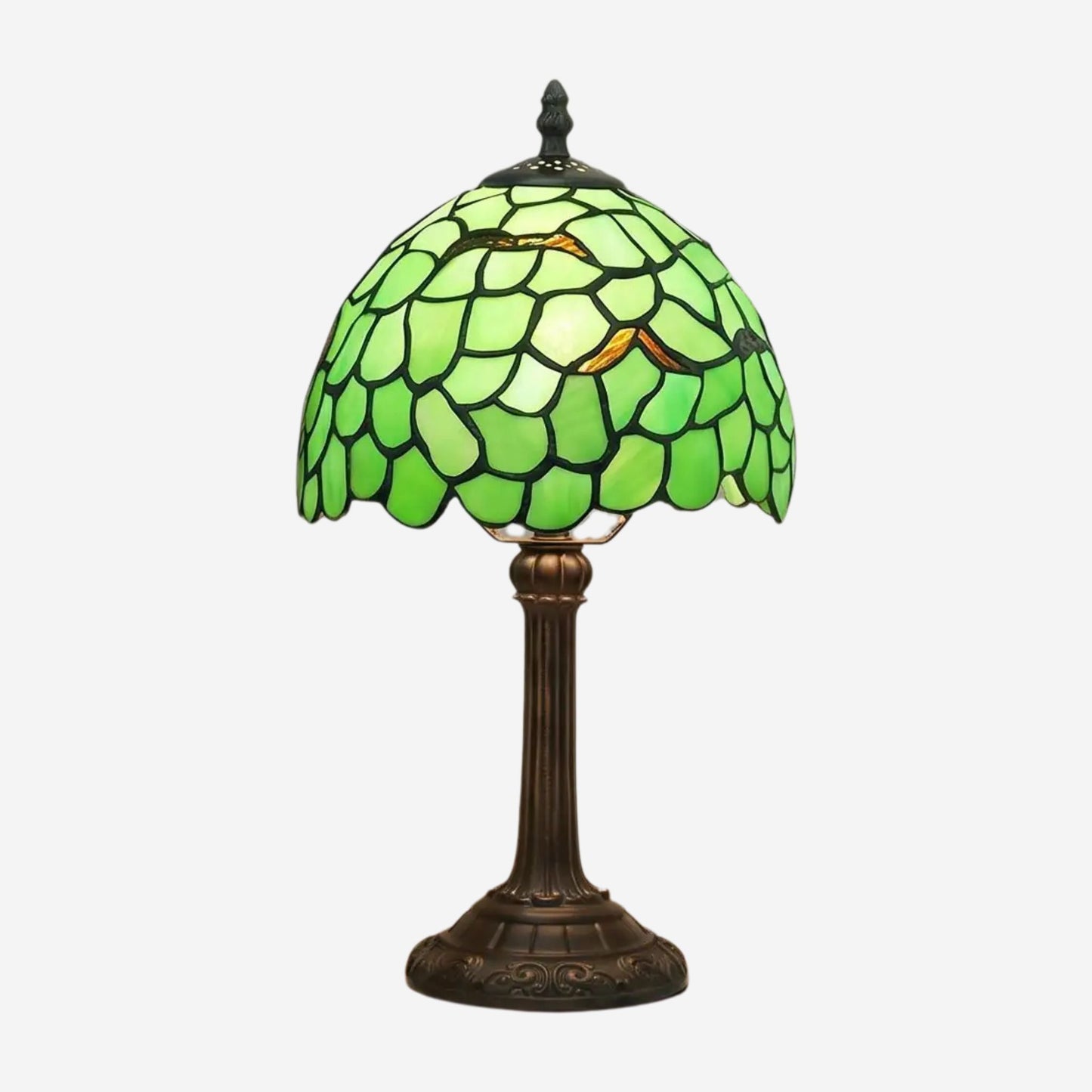 lampe a poser fiche produit tiffany vert motif feuilles