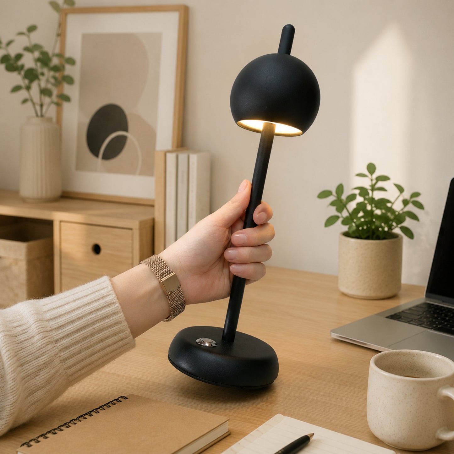 lampe de bureau sans fil tenue en main rechargeable minimaliste moderne