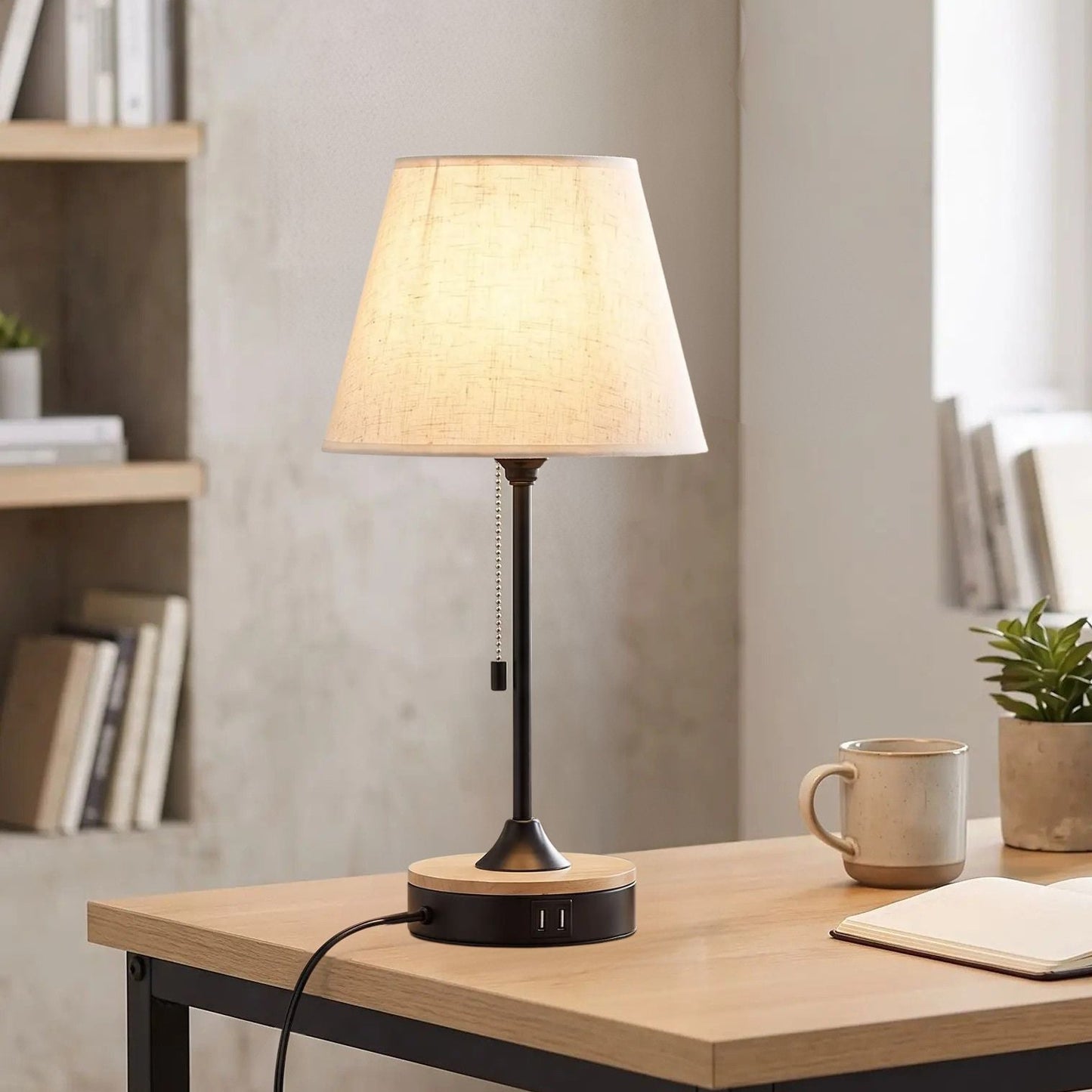 lampe de bureau vu rapproche design scandinave ports usb pratiques