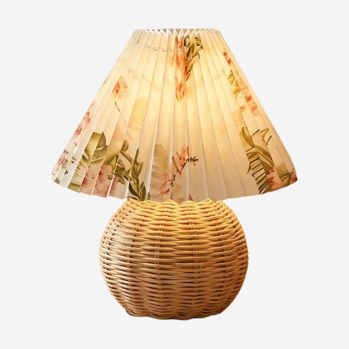 lampe table fiche produit rotin fleuri