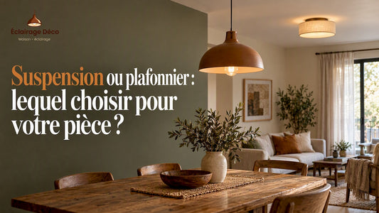 Suspension et lampe de plafond dans un salon