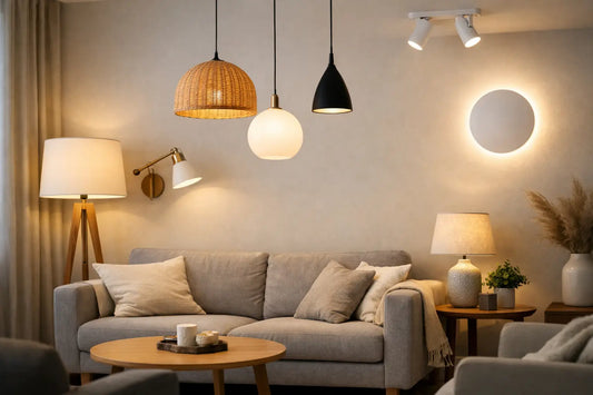 Sept luminaires pour petit salon bien éclairé