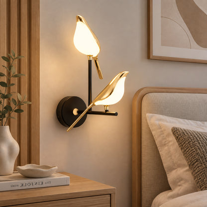 Applique murale chambre deux oiseaux cote lit oiseau led 360