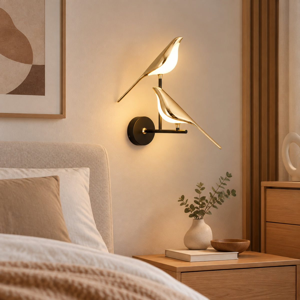 Applique murale chambre deux oiseaux dans chambre oiseau led 360