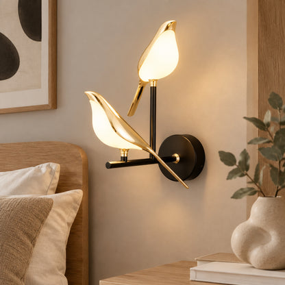 Applique murale chambre deux oiseaux vu rapproche oiseau led 360