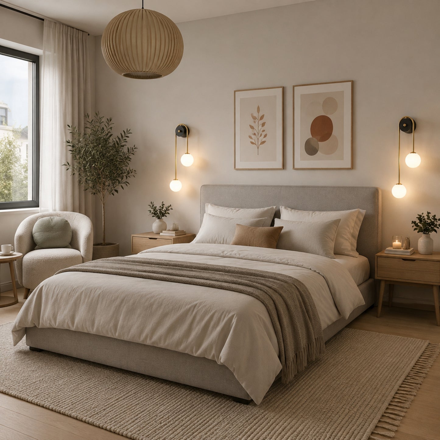 Applique murale chambre doree avec cadre double globe design