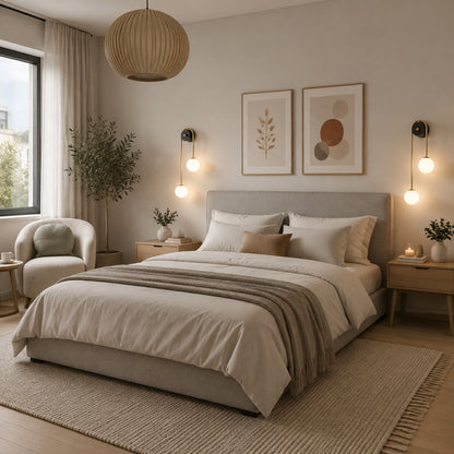 Applique murale chambre doree avec cadre double globe design