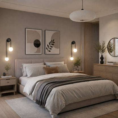 Applique murale chambre duo dapplique noire double globe design