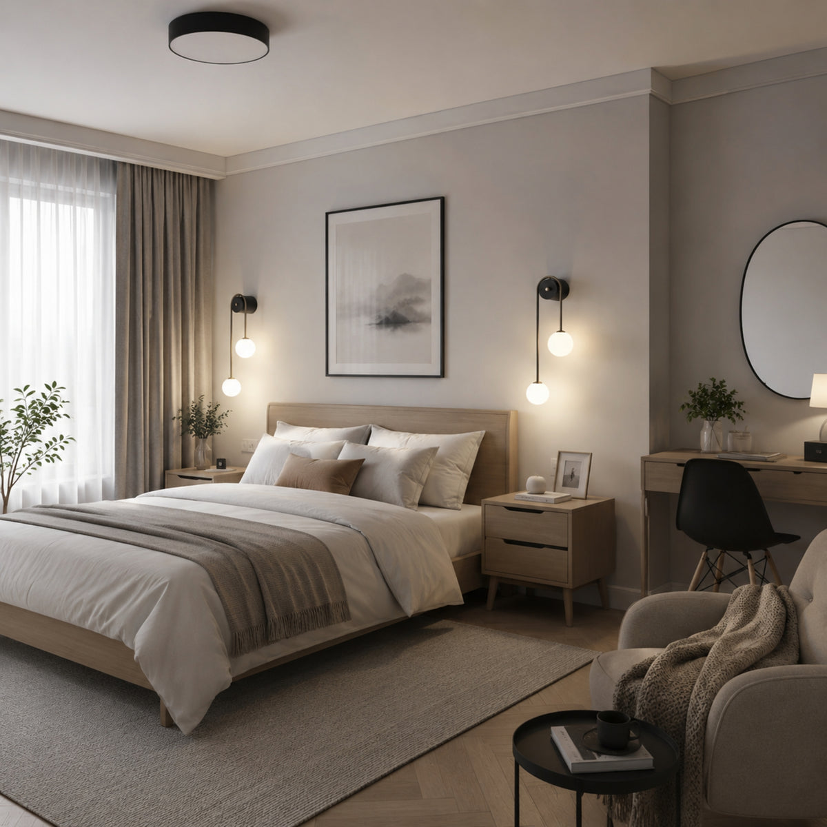 Applique murale chambre noire duo lampe double globe design