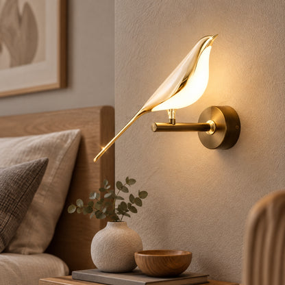 Applique murale chambre oiseau seul avec plante oiseau led 360