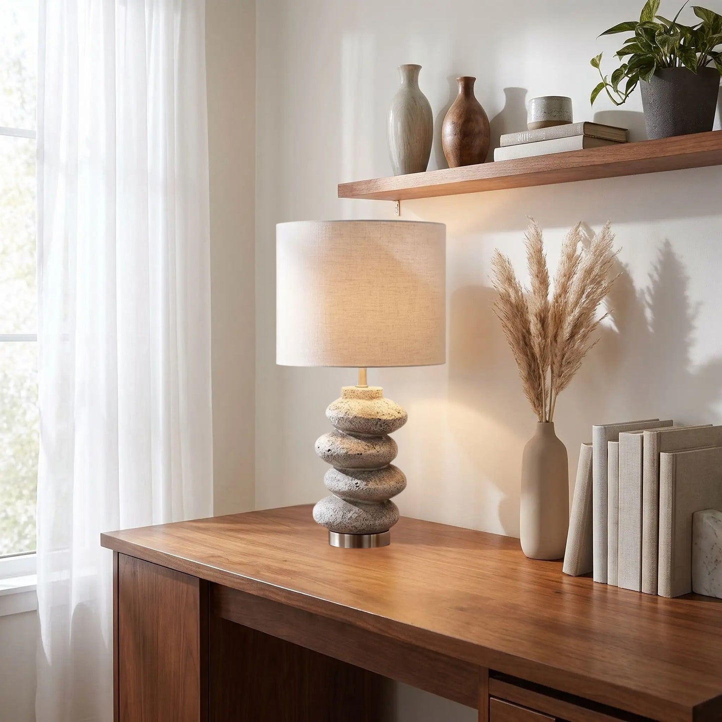 Lampe de chevet bureau galet wabi sabi