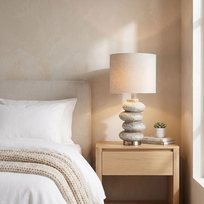Lampe de chevet chambre galet wabi sabi