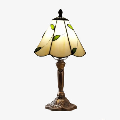 Lampes à poser variante produit style tiffany vitrail creme orne de feuilles vertes