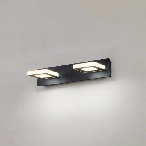applique de salle de bain 2 lumieres carre noir blanc chaud