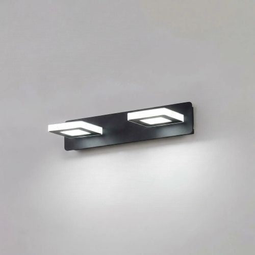 applique de salle de bain 2 lumieres carre noir blanc froid