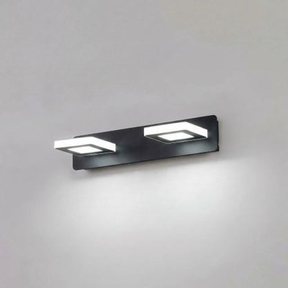 applique de salle de bain 2 lumieres carre noir blanc froid