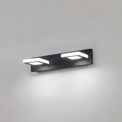 applique de salle de bain 2 lumieres carre noir tricolor