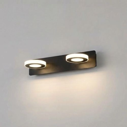 applique de salle de bain 2 lumieres couleur rond noir blanc chaud