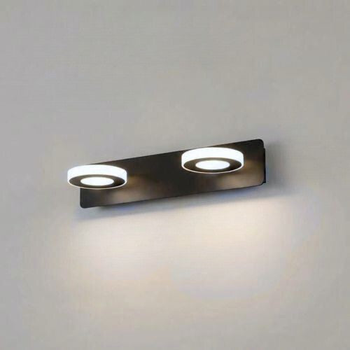 applique de salle de bain 2 lumieres rond couleur noir tricolor