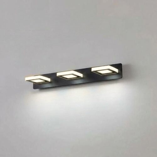applique de salle de bain 3 lumieres carre noir blanc chaud