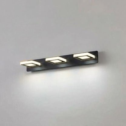 applique de salle de bain 3 lumieres carre noir blanc chaud