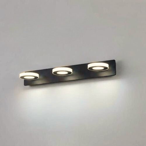 applique de salle de bain 3 lumieres rond couleur noir blanc chaud