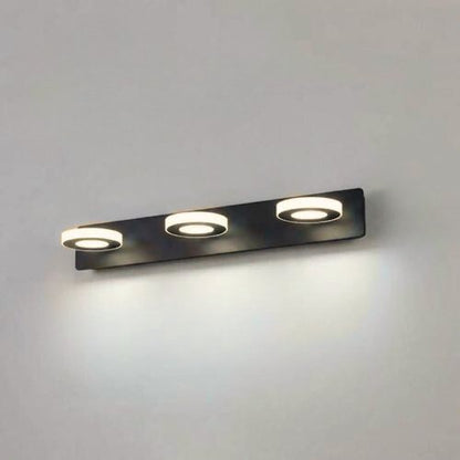 applique de salle de bain 3 lumieres rond couleur noir blanc chaud