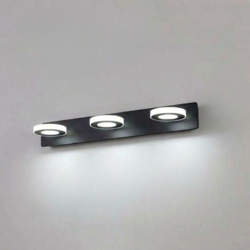 applique de salle de bain 3 lumieres rond couleur noir tricolor