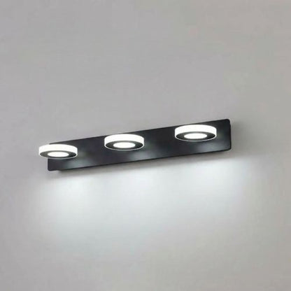 applique de salle de bain 3 lumieres rond couleur noir tricolor