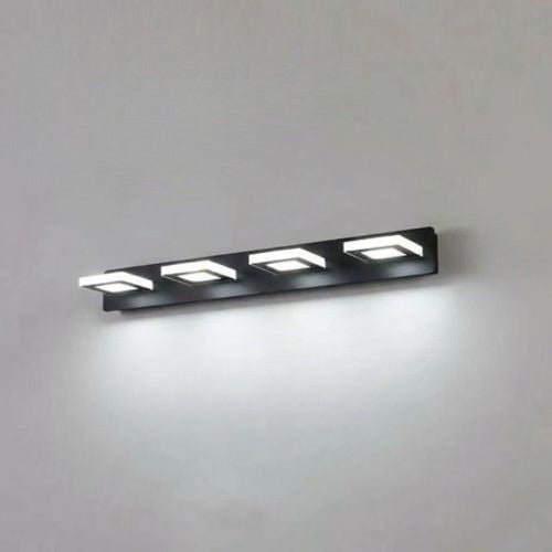applique de salle de bain 4 lumieres carre noir blanc froid