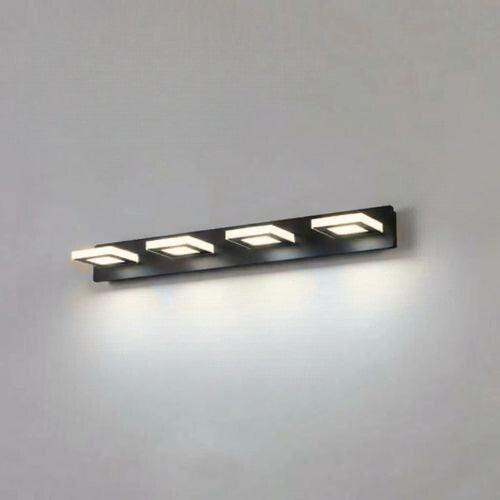 applique de salle de bain 4 lumieres carre noir blanc chaud