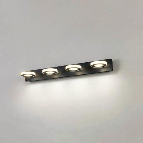 applique de salle de bain 4 lumieres rond couleur noir blanc chaud