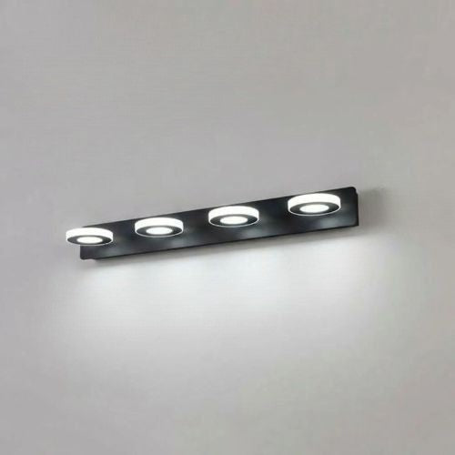 applique de salle de bain 4 lumieres rond couleur noir blanc froid