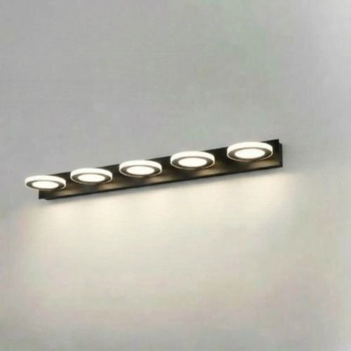 applique de salle de bain 5 lumieres rond couleur noir blanc chaud