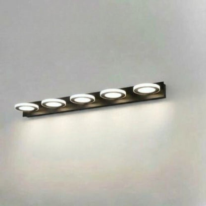 applique de salle de bain 5 lumieres rond couleur noir blanc froid