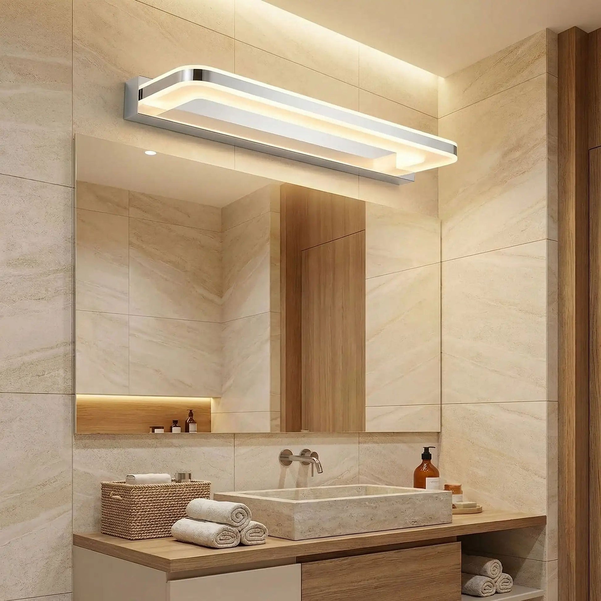 applique de salle de bain abat jour givre au dessus miroir eclairage multi faces