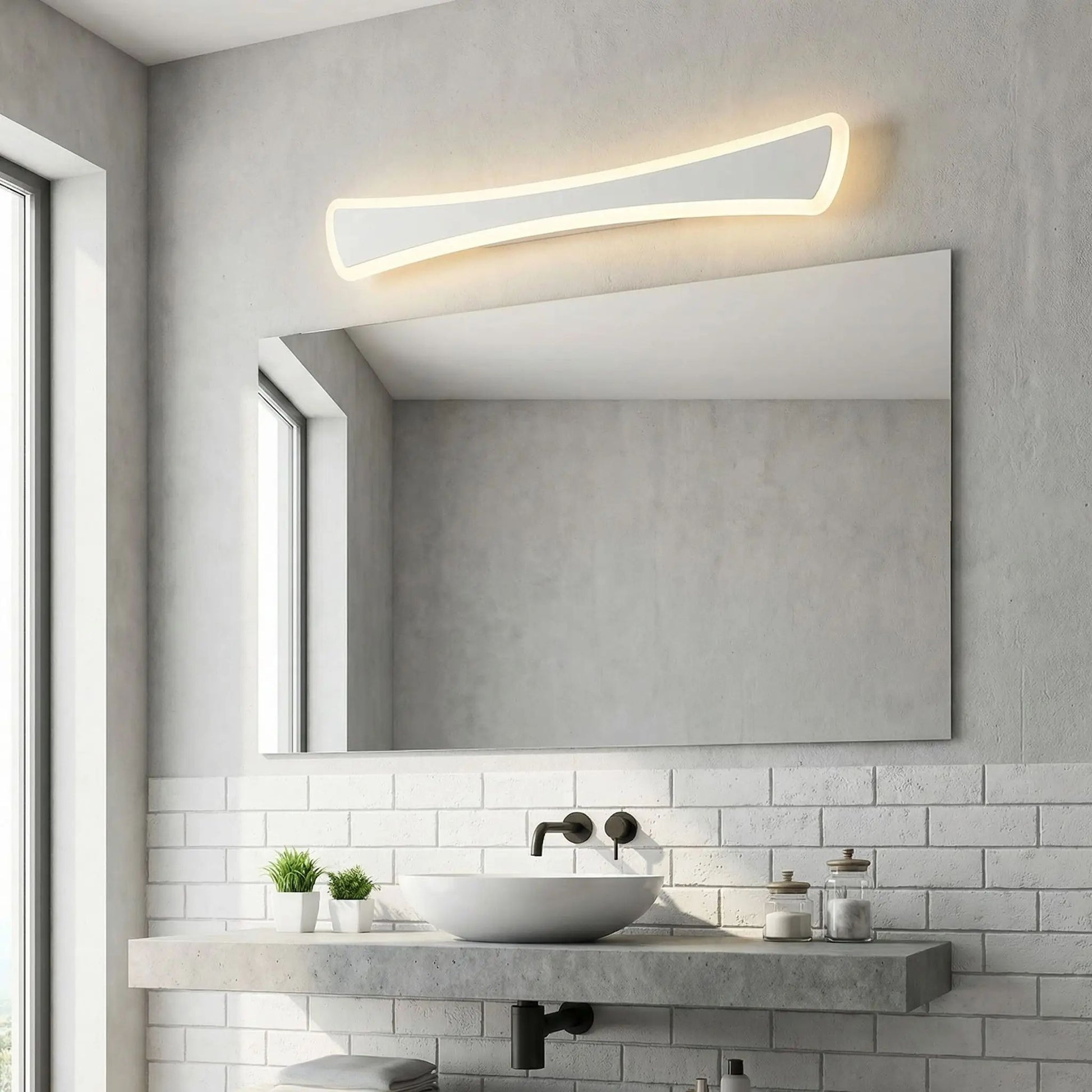 applique de salle de bain blanc au dessus miroir led curved design