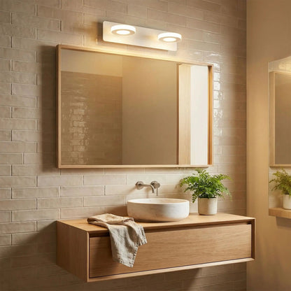 applique de salle de bain couleur blanc 2 lumieres au dessus miroir
