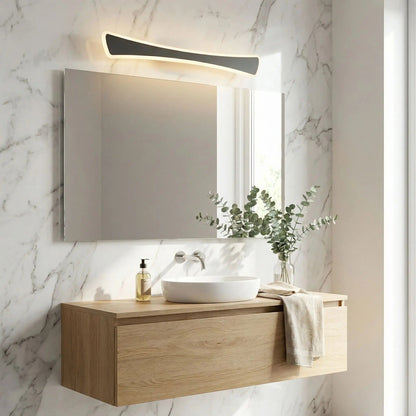 applique de salle de bain couleur noir dessus miroir led curved design