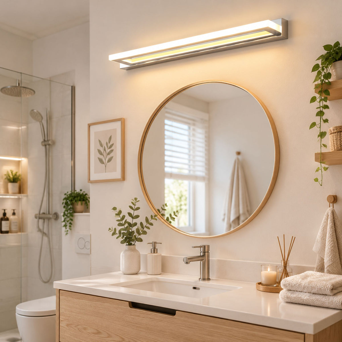 applique de salle de bain eclairage multi faces ip44 cote cadre
