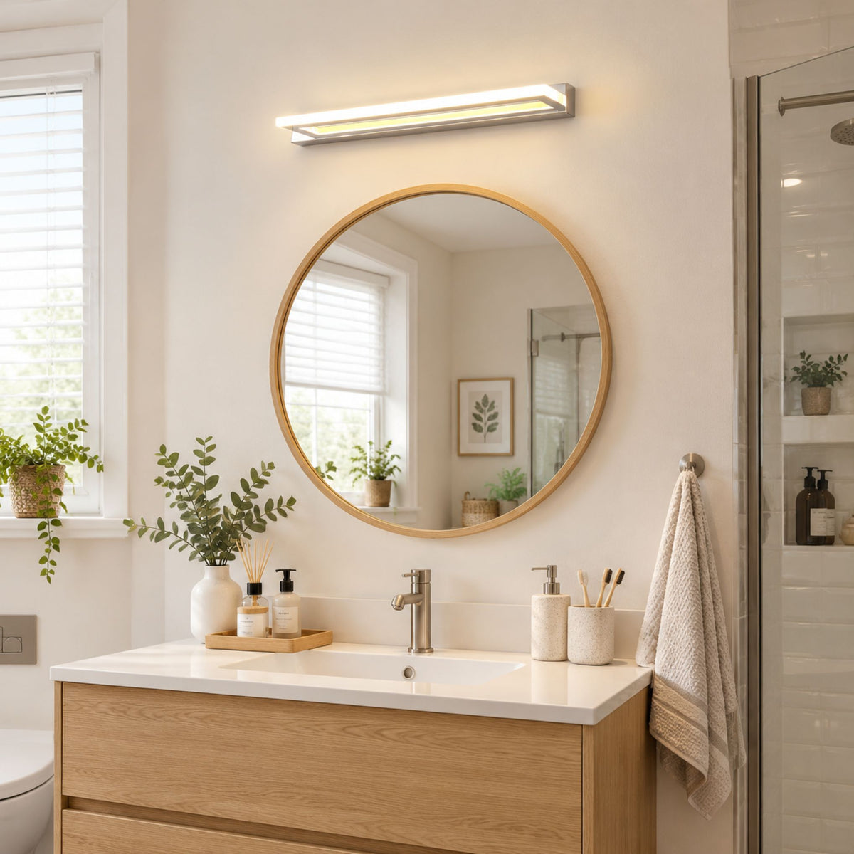 applique de salle de bain eclairage multi faces ip44 dessus miroir rond