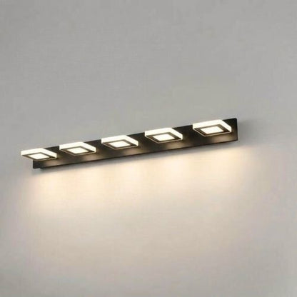 applique de salle de bain noir 5 lumieres carre blanc chaud