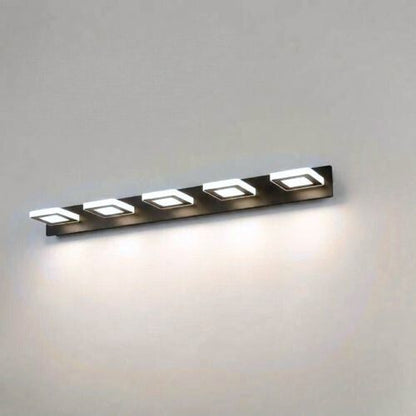 applique de salle de bain noir 5 lumieres carre blanc froid