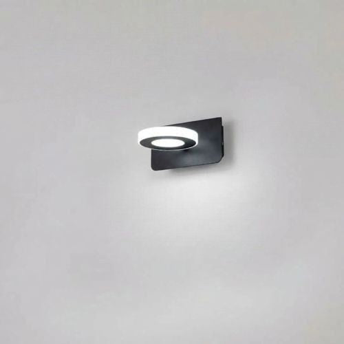 applique de salle de bain rond couleur noir 1 lumiere fiche produit