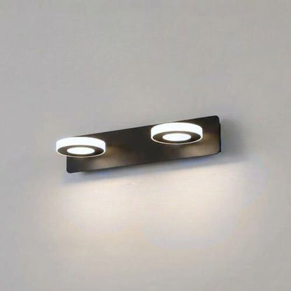 applique de salle de bain rond couleur noir 2 lumieres fiche produit