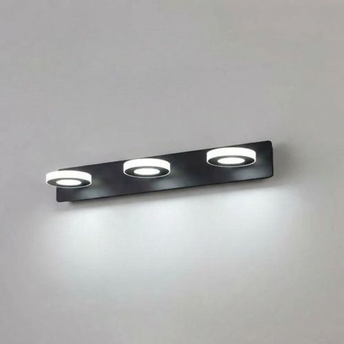 applique de salle de bain rond couleur noir 3 lumieres fiche produit