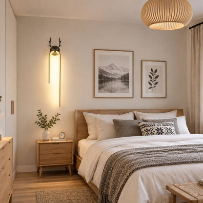 applique mural chambre couleur noire cerf scandinave led