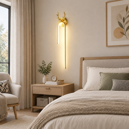 applique mural chambre doree avec cadre cerf scandinave led