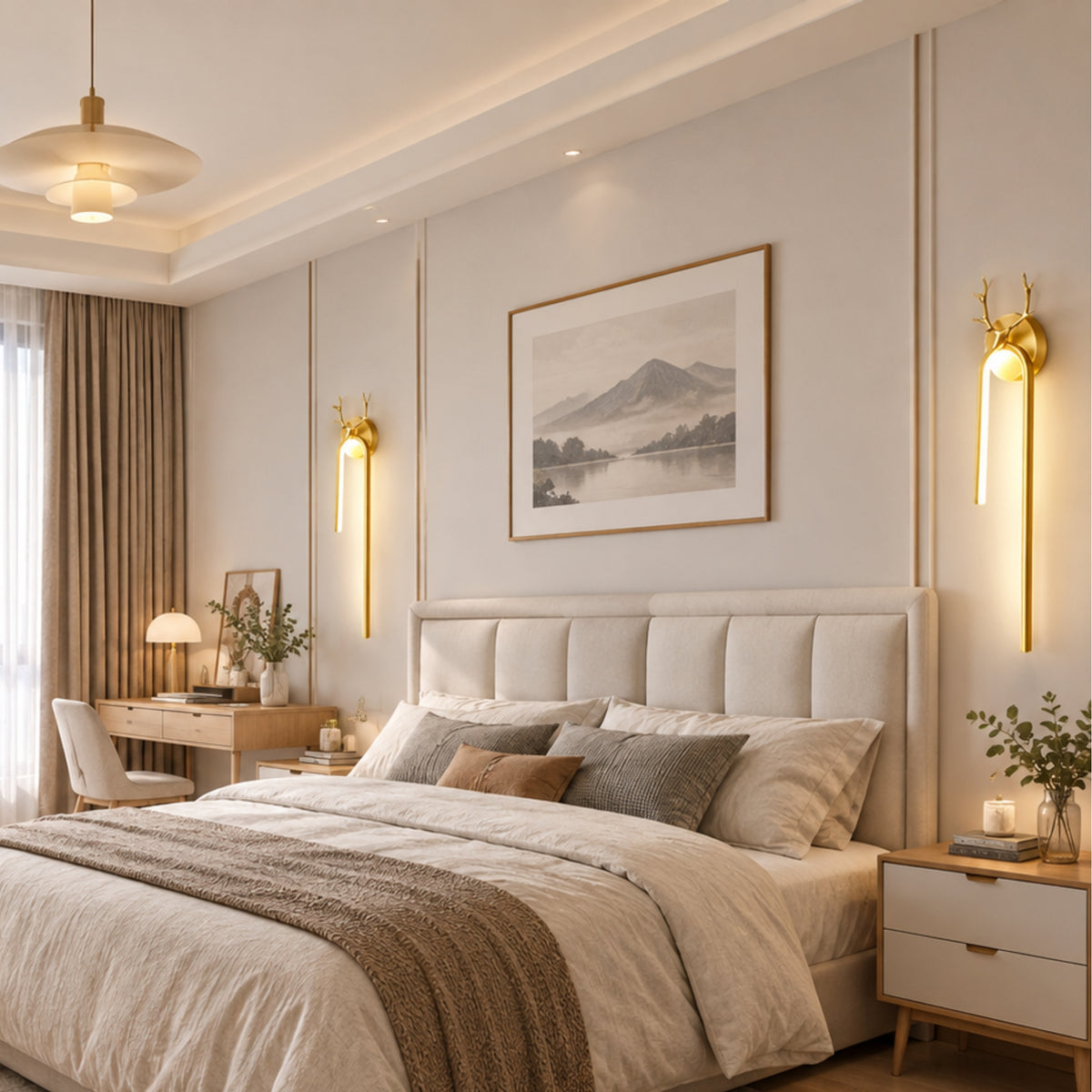 applique mural chambre doree cerf scandinave led
